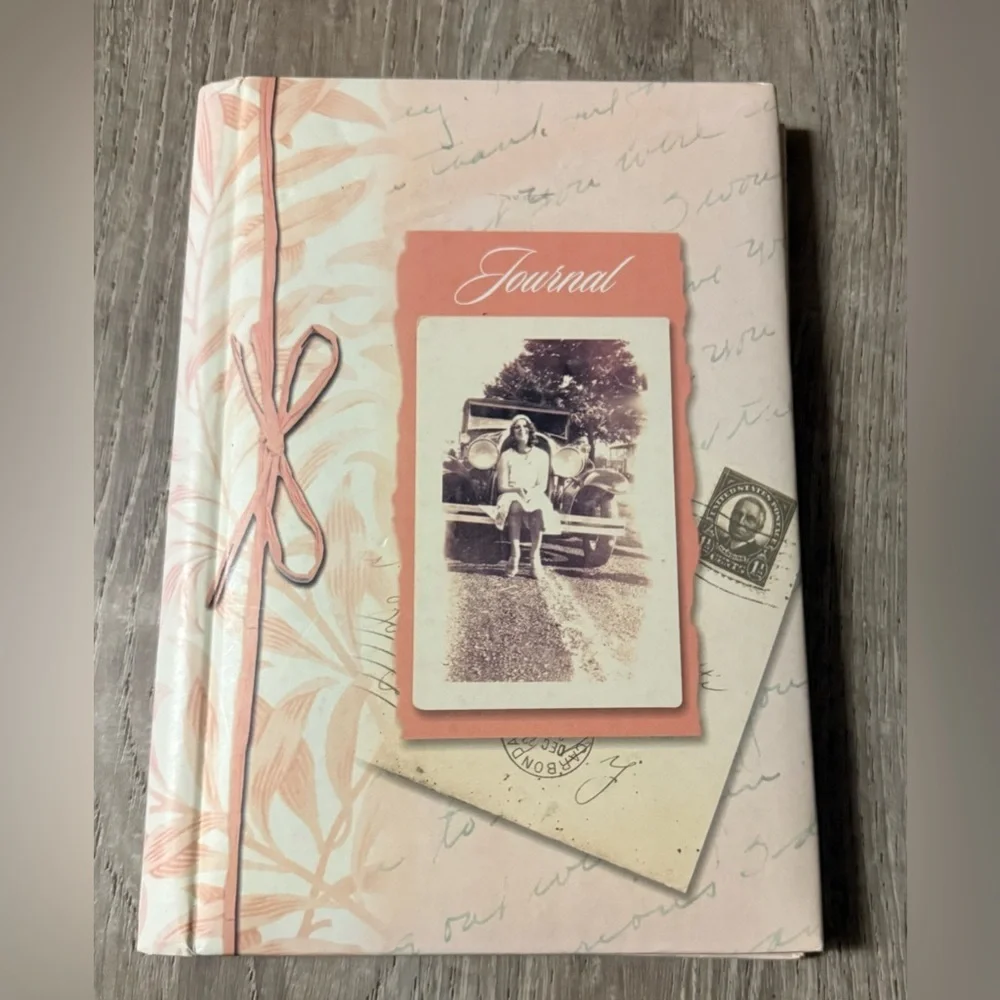 Elegant Vintage Style Pink Writing Journal Spiral Bound Photo Insert Notebook